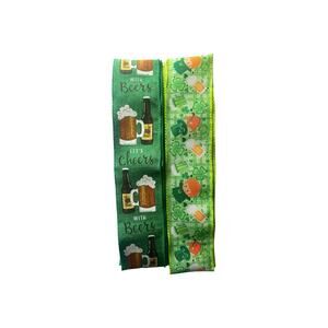 St Patrick’s Day Beer Ribbon Bundle, Green Leprechaun Cheers Ribbon for Crafts